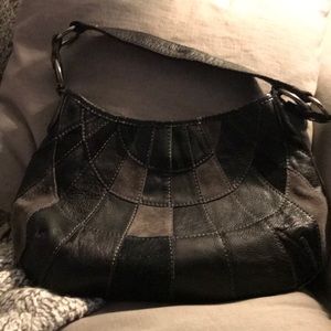 Lucky brand Black and gray leather patchwork bag